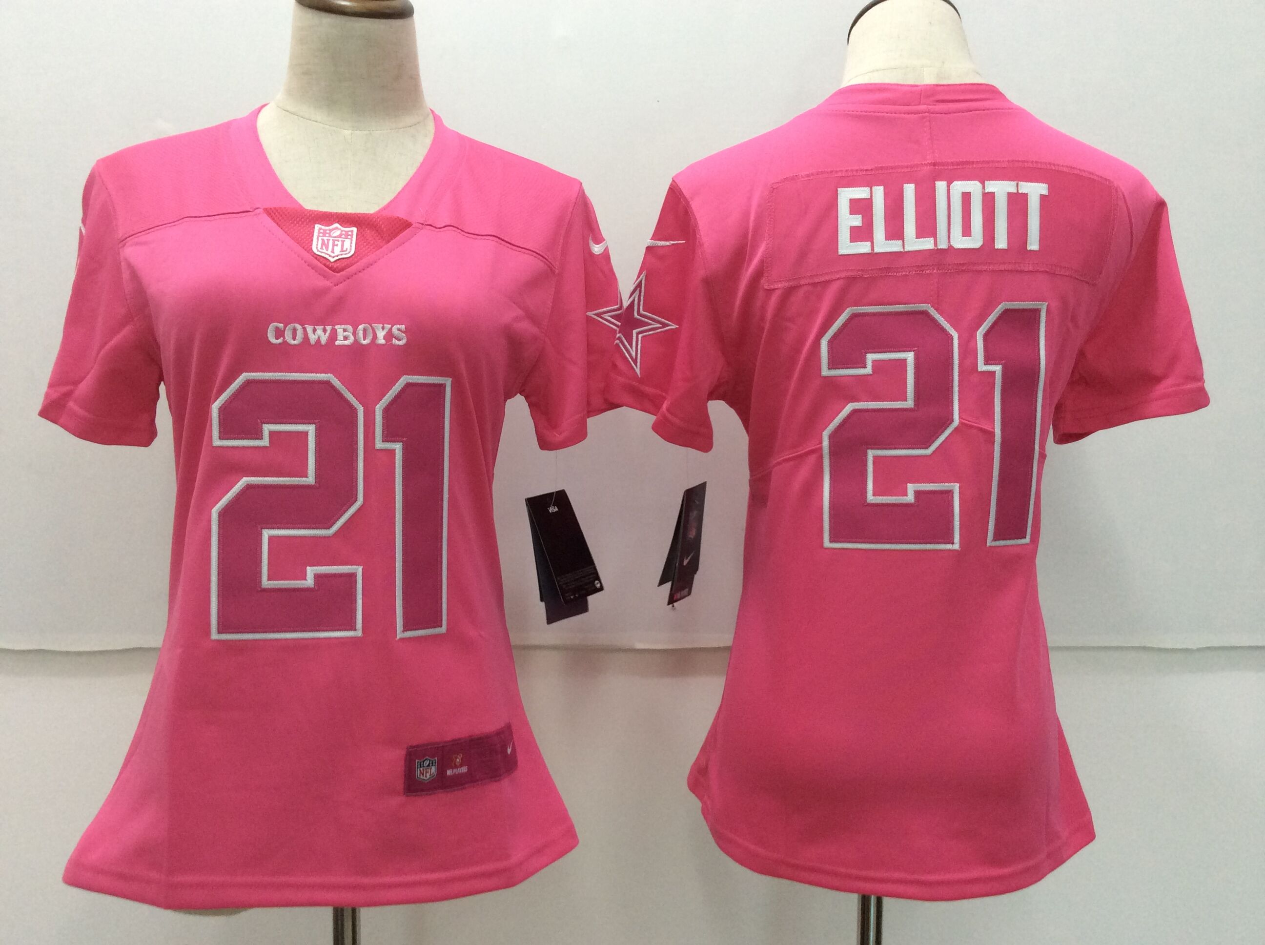 Women Dallas cowboys 21 Elliott pink Nike Vapor Untouchable Limited NFL Jerseys